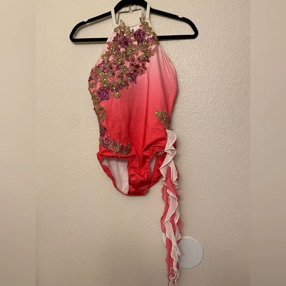 Glamour solo dance costume pink ombre lyrical contemporary XLC-Extra large child